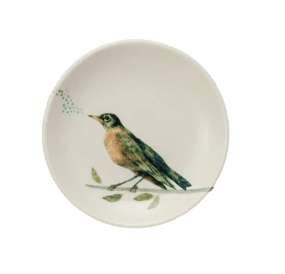 Stoneware Dish w/ Bird on Branch