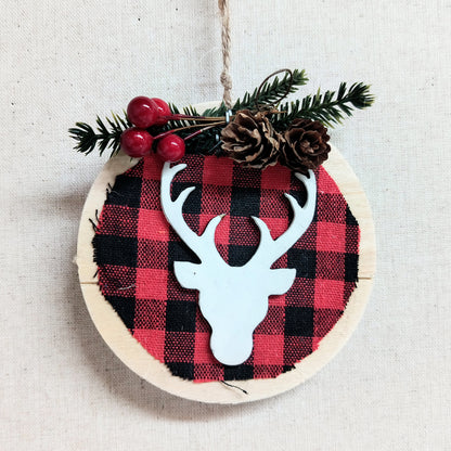 Plywood Plaid Deer Ornaments