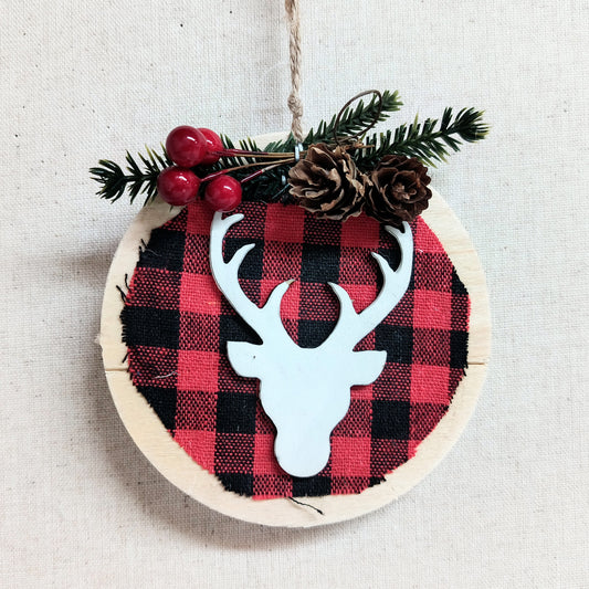 Plywood Plaid Deer Ornaments