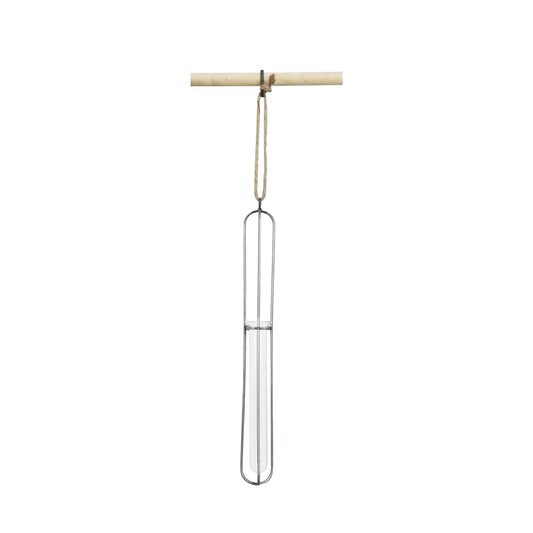 Metal & Glass hanging Test Tube Vase w/ Jute Hanger