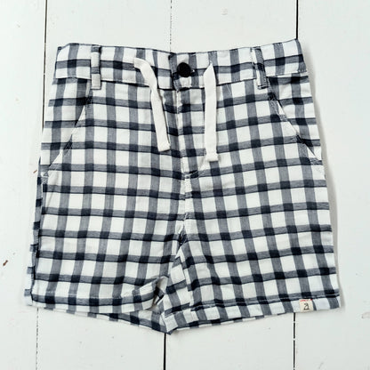 Navy & White Plaid Shorts