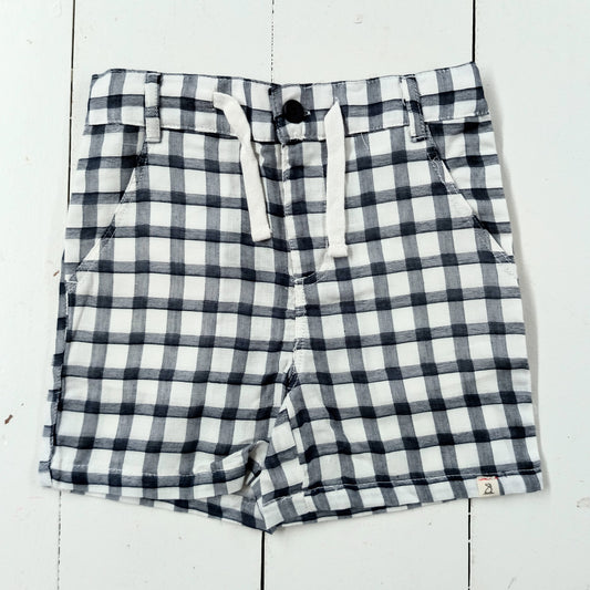 Navy & White Plaid Shorts
