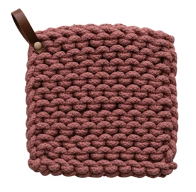 8" Square Cotton Pot Holder w/ Loop