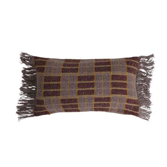 Woven Recycled Cotton Blend Lumbar Pillow Purple