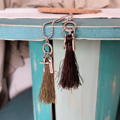 Tassel Necklace w/ Charm - 26"