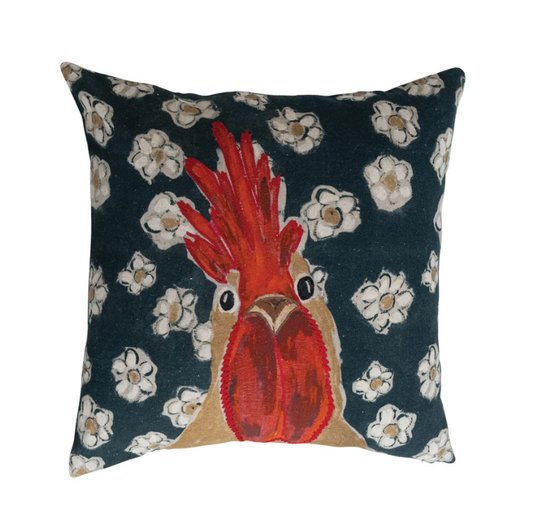 20" Cotton Blend Pillow w/ Chicken