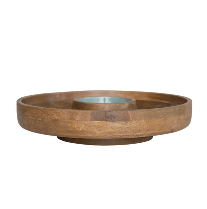 Round Mango Wood Chip & Dip Server