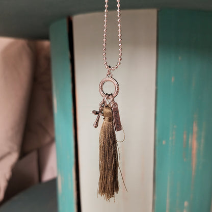 Tassel Necklace w/ Charm - 26"