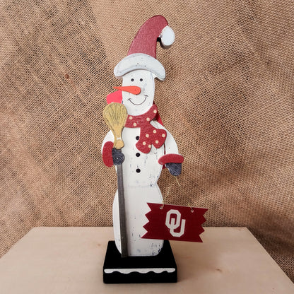 Oklahoma University Wooden Snowman