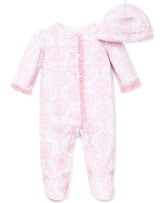 Damask Floral Footie w/ Hat