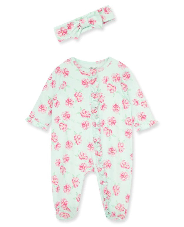 Rose Blooms Footie w/ Headband