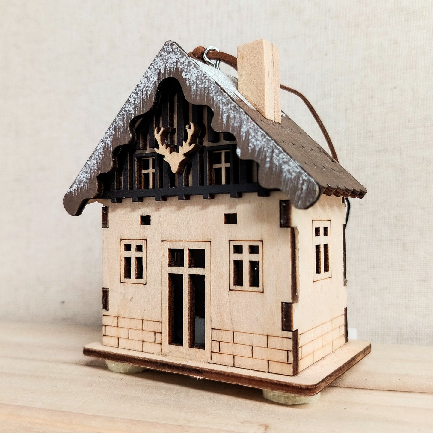 Light-Up Wood Cabin Ornament
