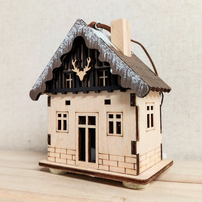Light-Up Wood Cabin Ornament