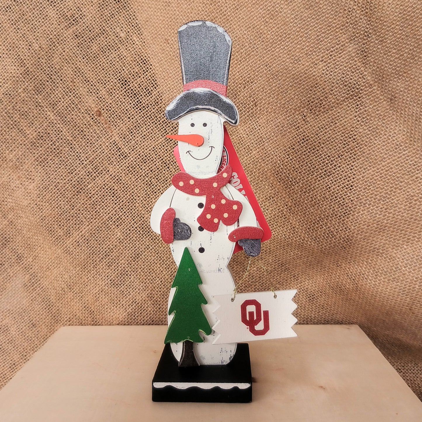 Oklahoma University Wooden Snowman