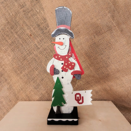 Oklahoma University Wooden Snowman