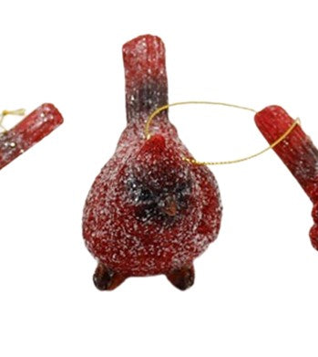 Resin Glittered Cardinal Ornament