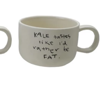 Stoneware Mug w/ Saying Black & White