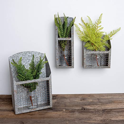 Farmhouse Vertical Bins w/ Chicken Wire - Set of 3