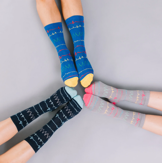 Navy Cardiac Rhythm Socks