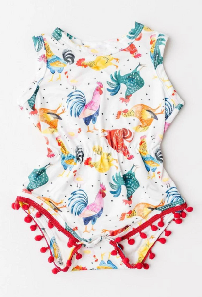 Rooster Pom Pom Romper