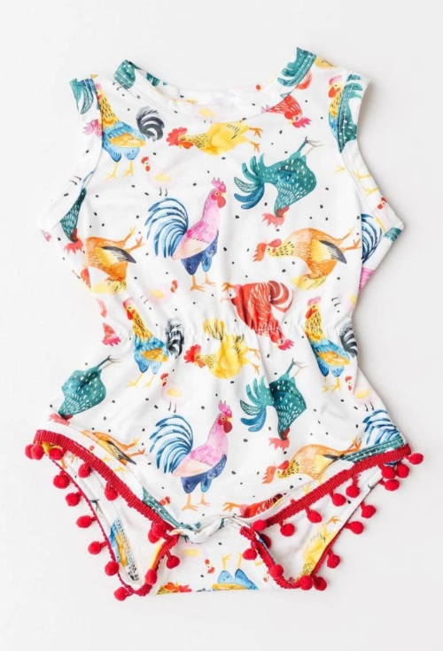 Rooster Pom Pom Romper