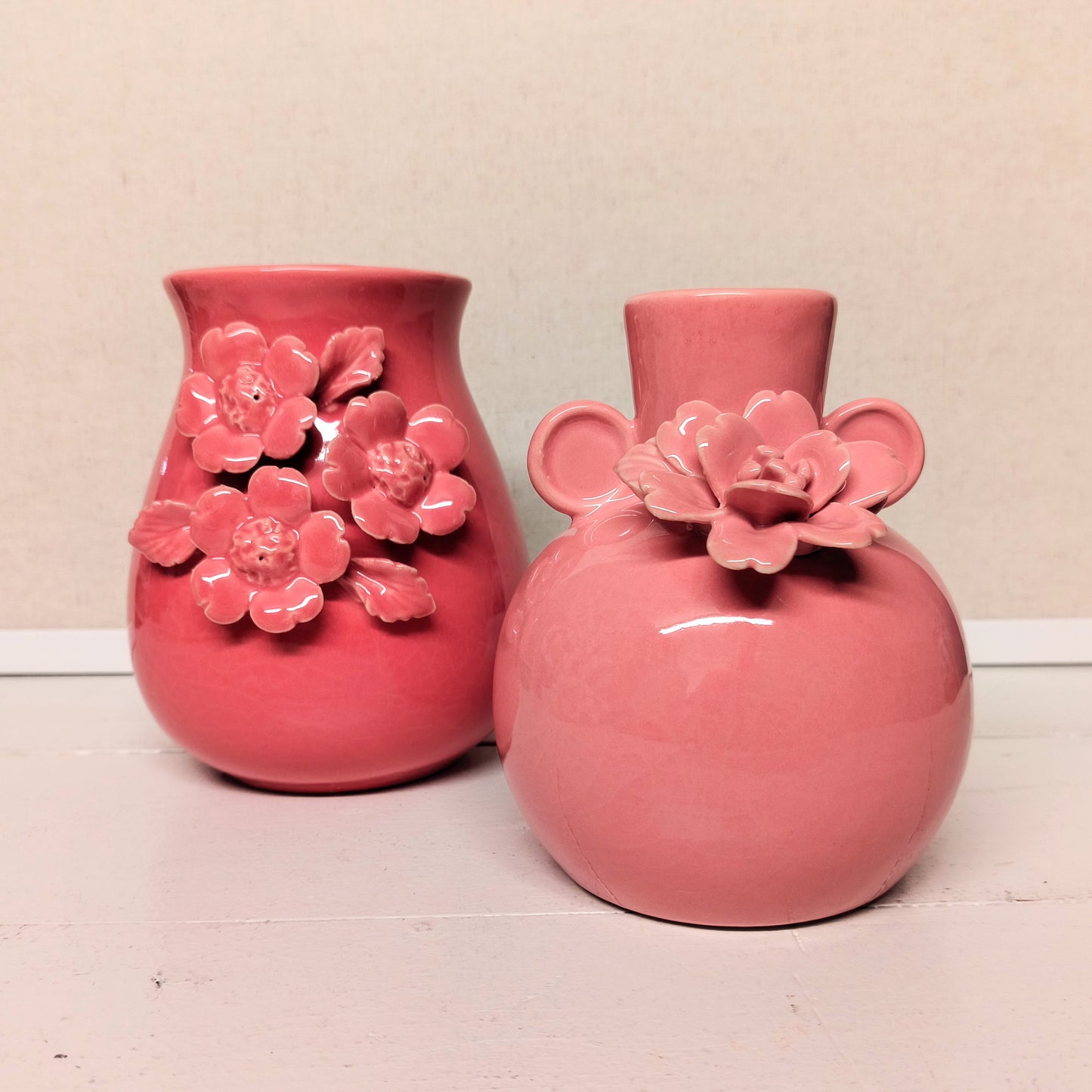 Solid Color Vase w/ Floral Accent