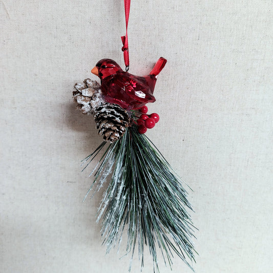 Ornament - Cardinal w/ Pine Needles