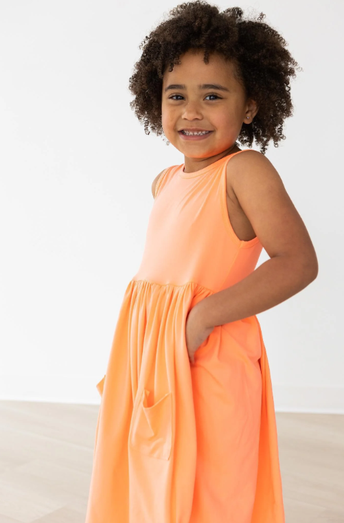 Neon Coral Tank Twirl Dress