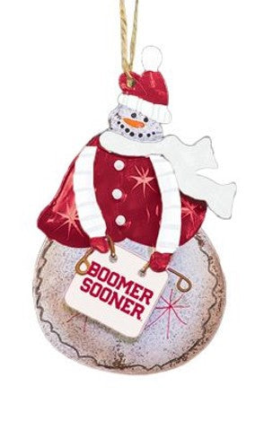 Metal OU Snowman Ornament