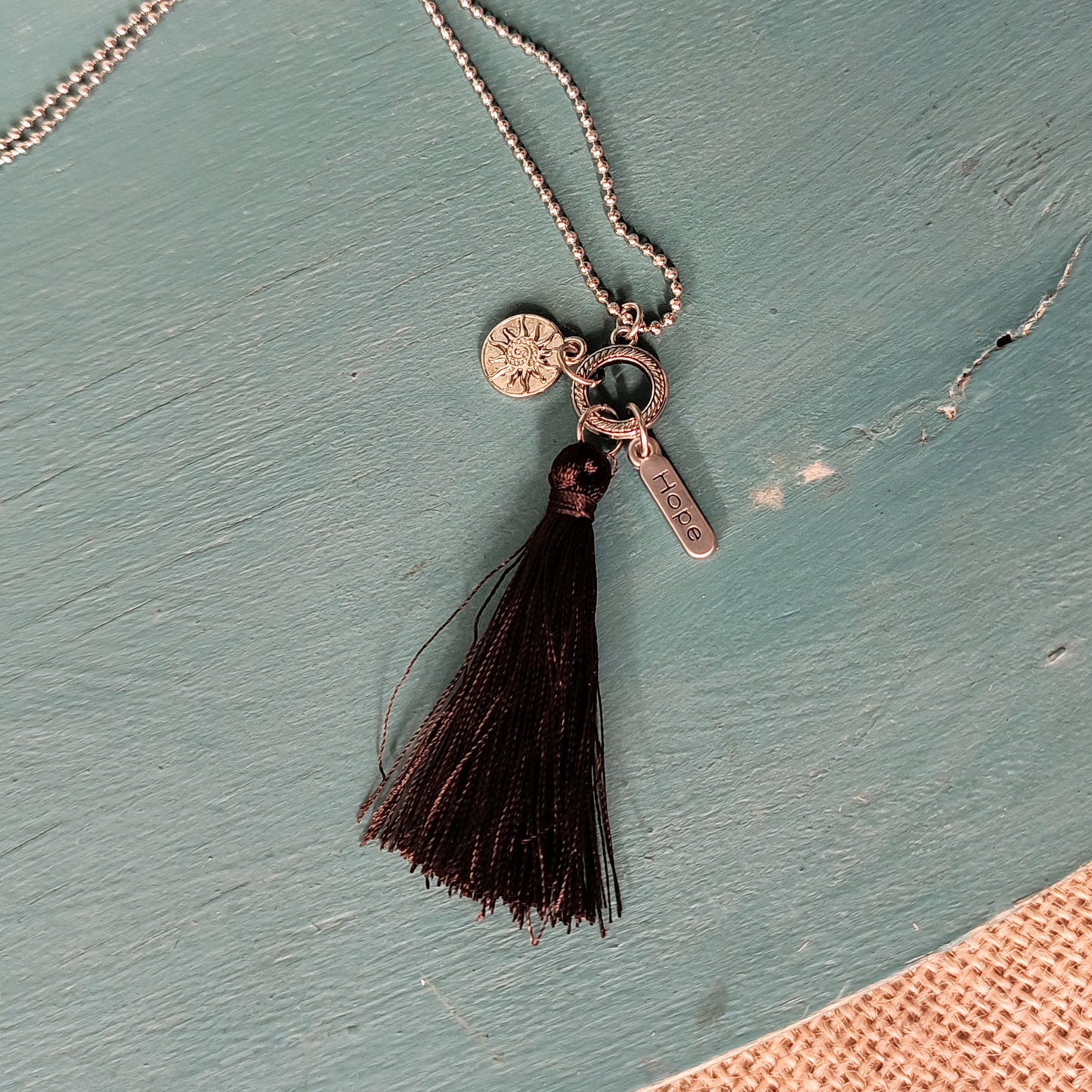 Tassel Necklace w/ Charm - 26"