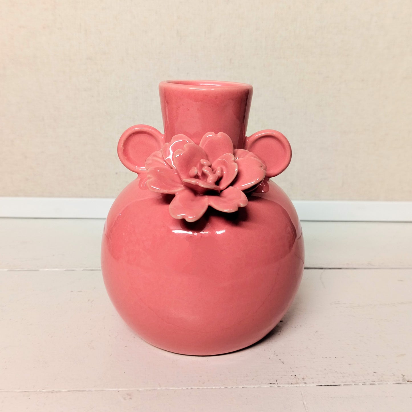 Solid Color Vase w/ Floral Accent