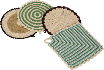 Cotton Crocheted Pot Holder, 4 Styles