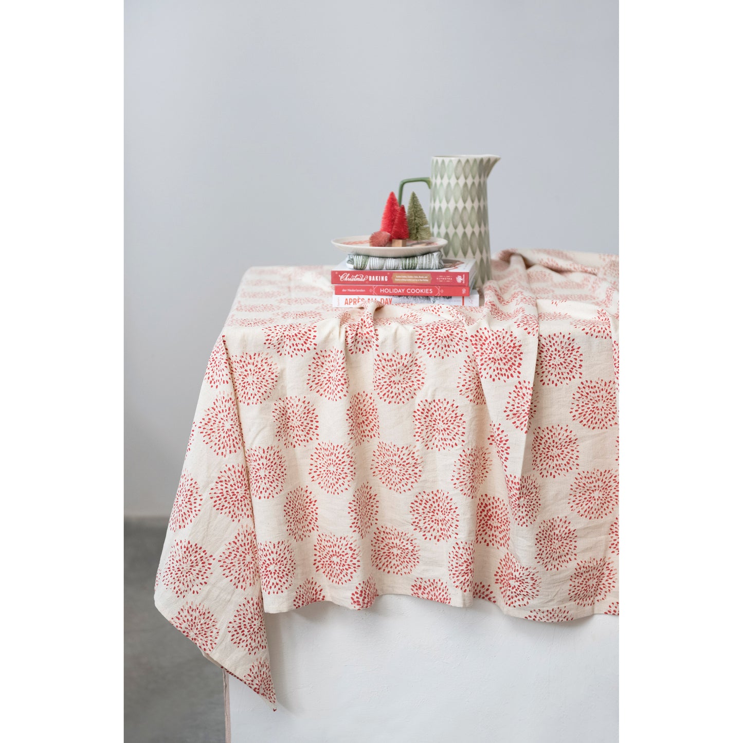 84" X 60" Cotton Blend Table Cloth with Dot Print