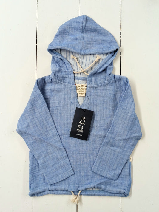 Blue Gauze Hooded Top