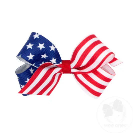 Mini Stars & Stripes Print Hair Bow