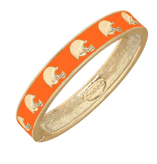 Game Day Orange Helmet Hinged Bangle