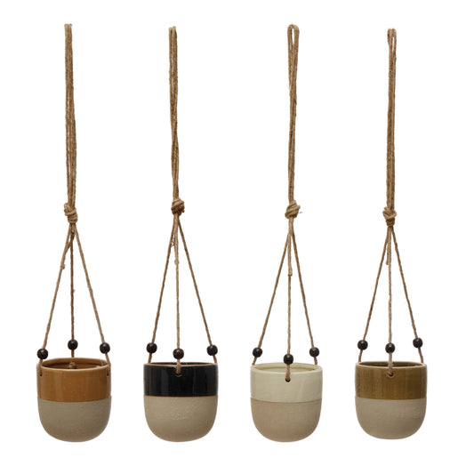 Glaze/ Matte Hanging Planter w/ Beads, 4 styles