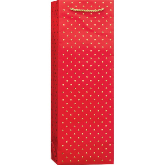 Bottle Bag - Red w/ Gold Dots