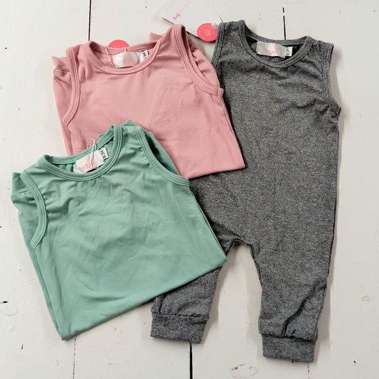 Solid Color Tank One-Piece Jogger