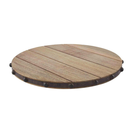 Wood Metal Bead Rim Lazy Susan