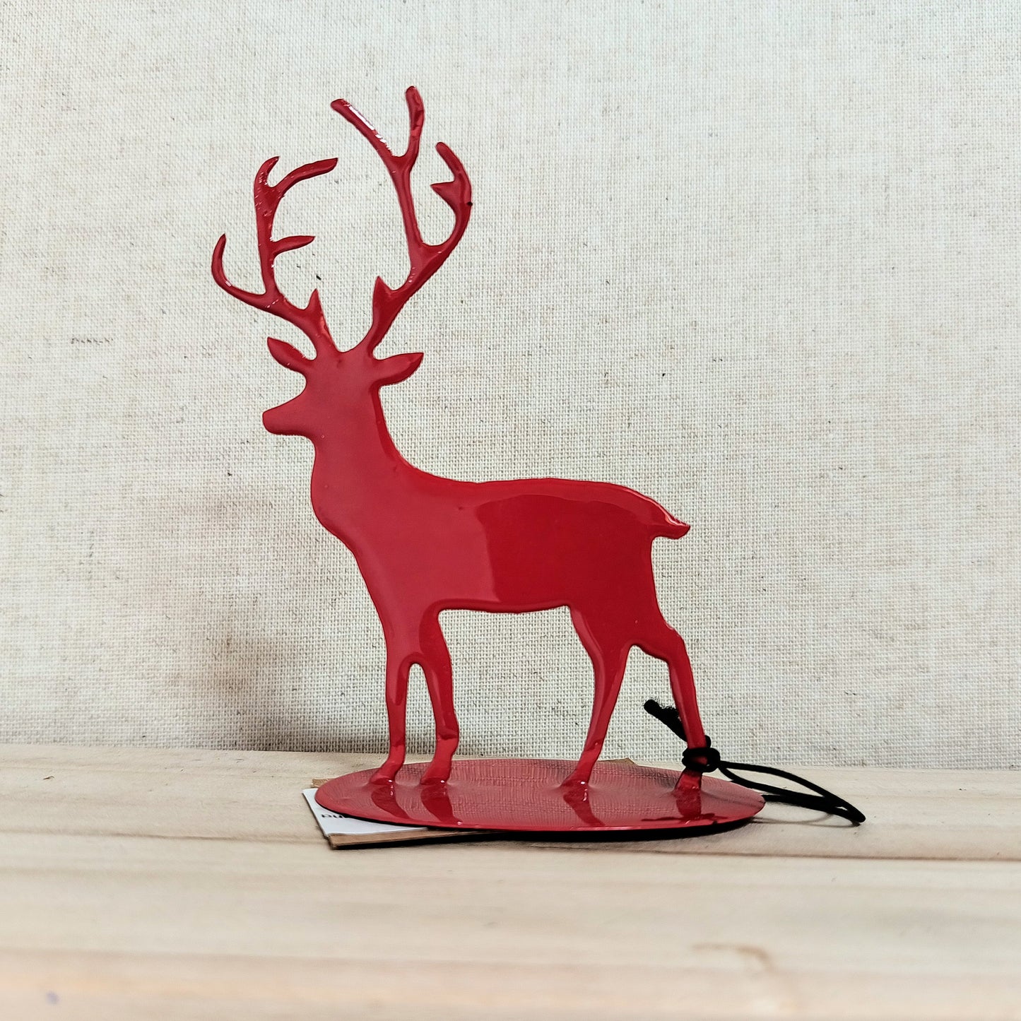 Red Enameled Metal Deer