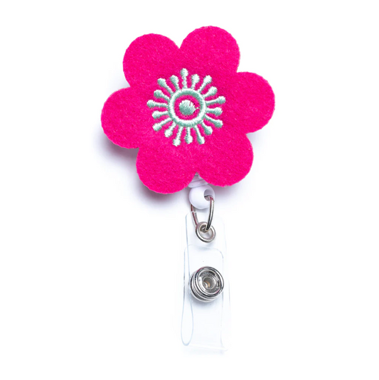 Pink Flower Badge Holder