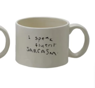 Stoneware Mug w/ Saying Black & White