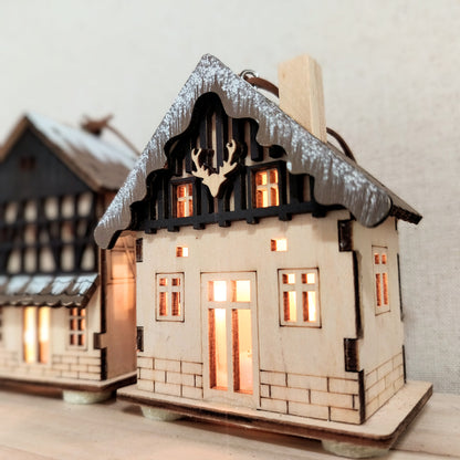 Light-Up Wood Cabin Ornament