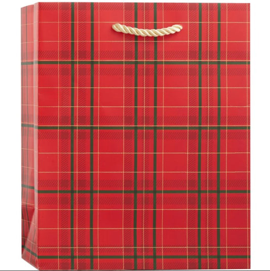 Gift Bag - Plaid Tidings Med