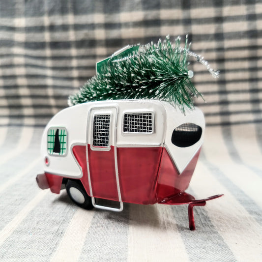 Tin Camper w/ Tree Ornament