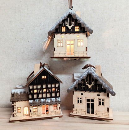 Light-Up Wood Cabin Ornament