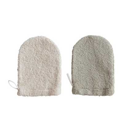 Cotton Terry Cloth Shower Mitt w/ Loop
