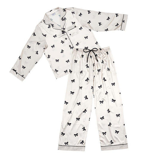 Long Sleeve Bow Adult PJ Set