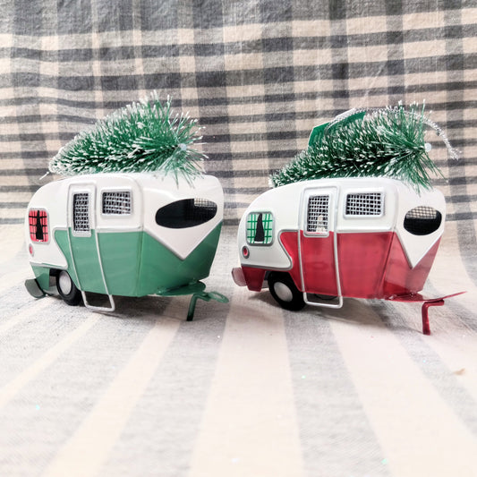 Tin Camper w/ Tree Ornament